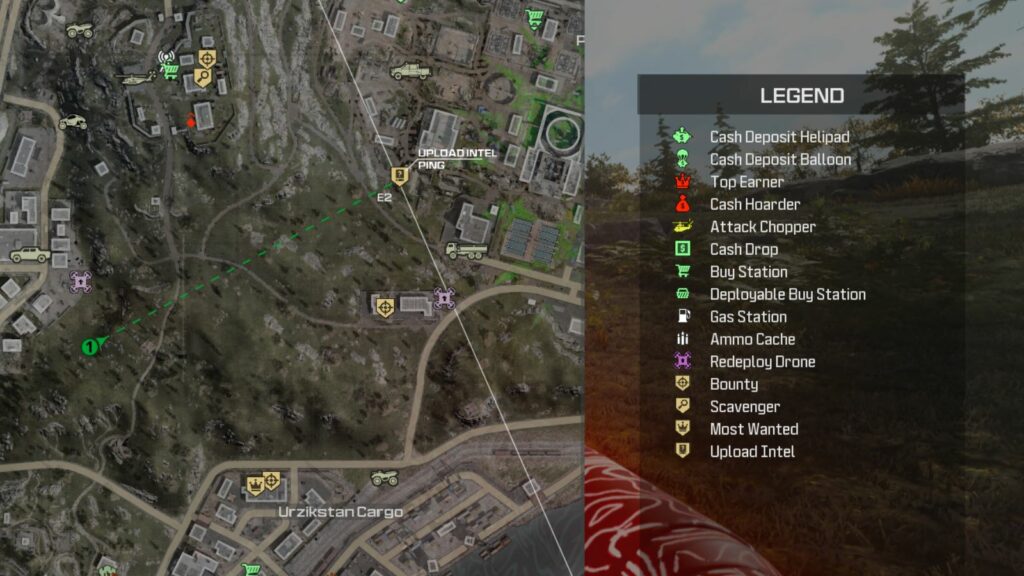 Screenshot of Intel Contract on tac-map in Warzone