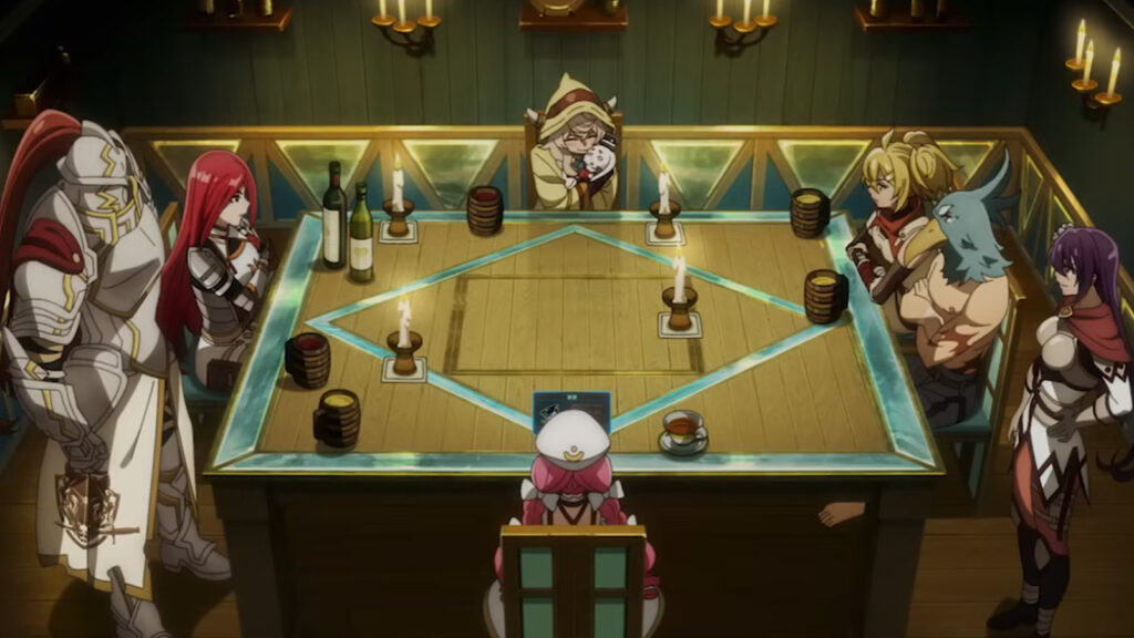 Clan meeting between Wolf Gang, Schwarzer Wolf, SF-Zoo, and The Library in Shangri La Frontier Season 2 episode 3
