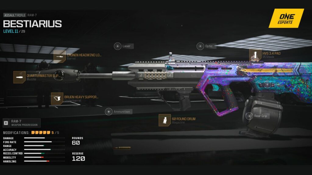 Best RAM 7 Warzone loadout for Season 6 showing attachments and stats