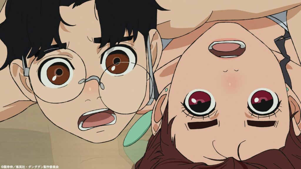 Dandadan main characters Ken "Okarun" Takakura and Momo Ayase seen in episode 10