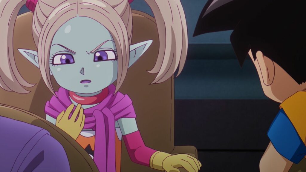 Dragon Ball Daima main character Panzy seen worrying about her collar in episode 7