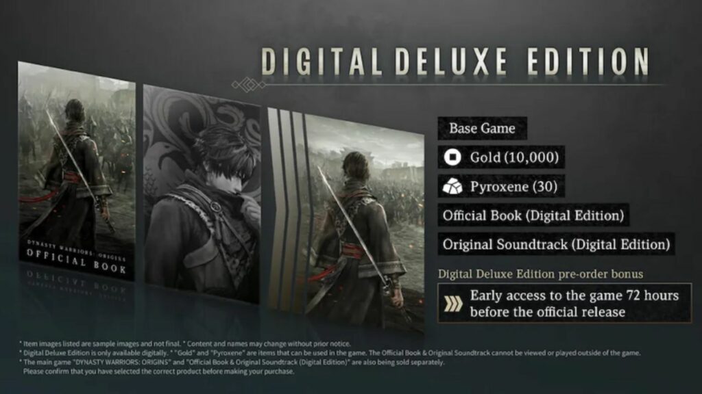 Dynasty Warriors Origins Deluxe Edition contents