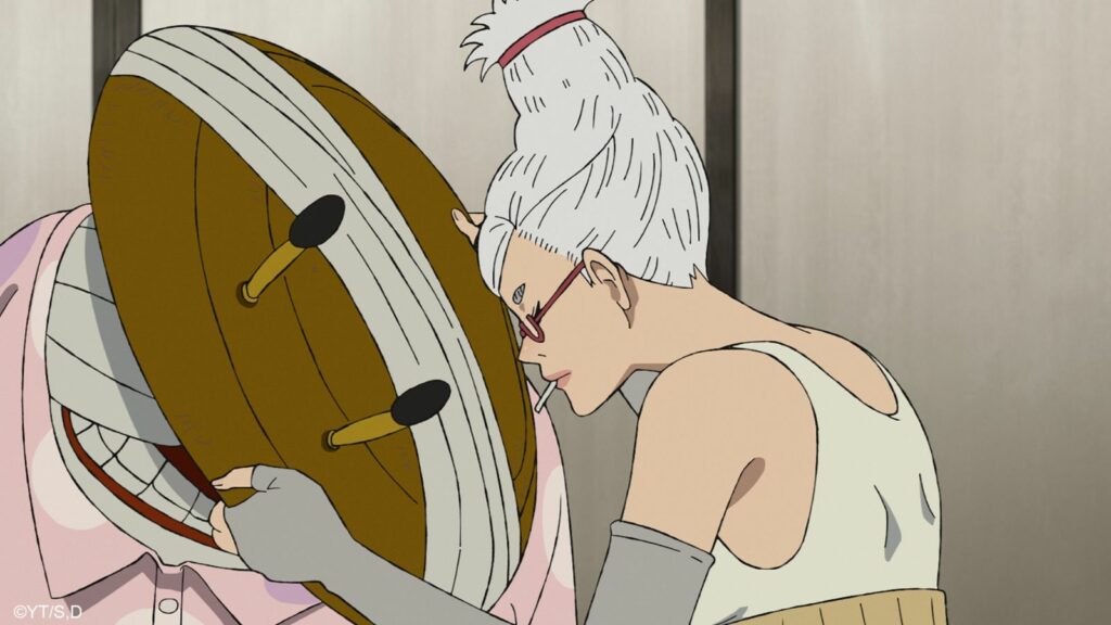 Dandadan main character Seiko Ayase helping the alien boxer in episode 10 season 1