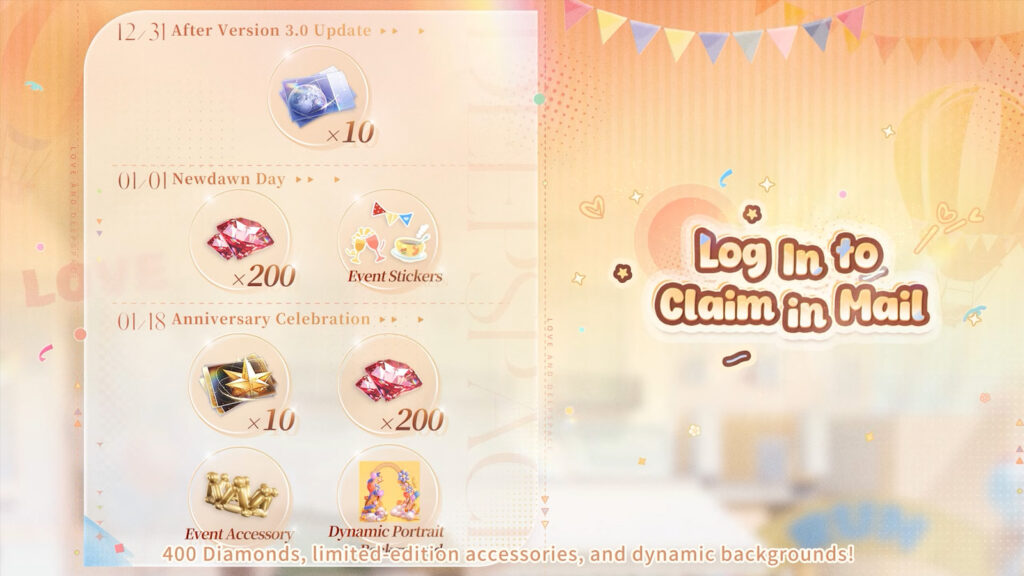 Love and Deepspace anniversary rewards