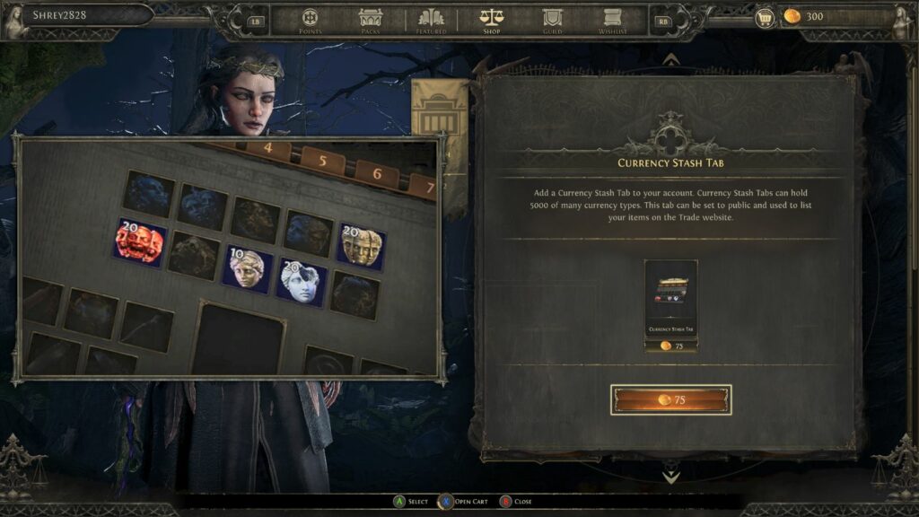 Path of Exile 2 stash tabs -- currency