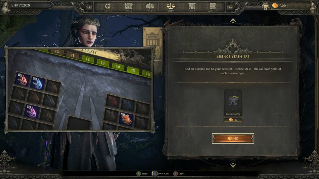 Path of Exile 2 stash tabs -- essence tab
