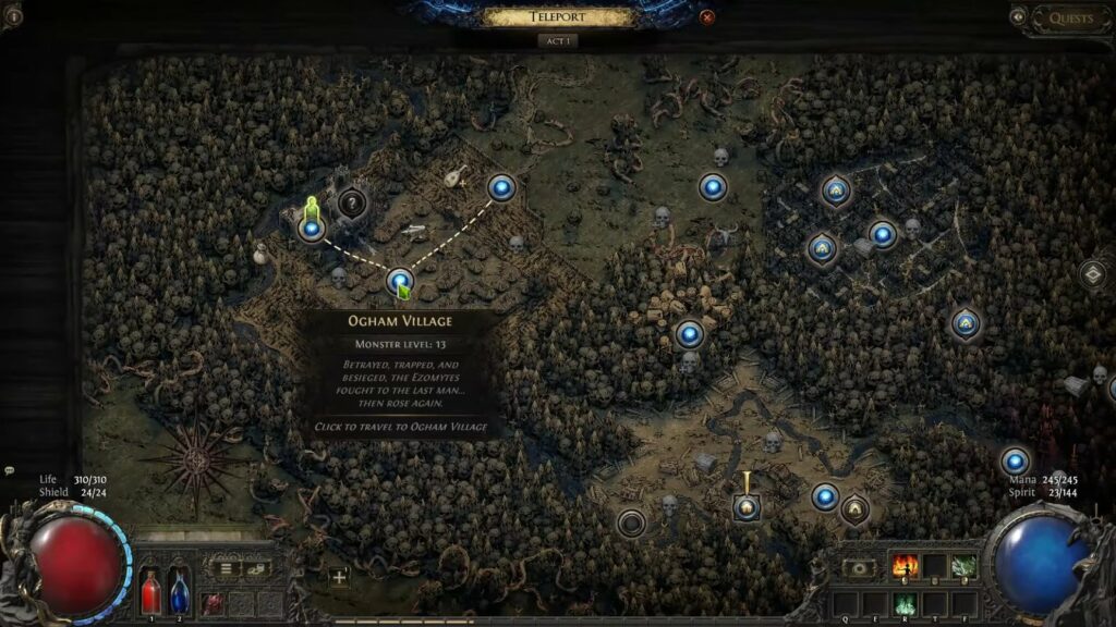 Path of Exile 2 Ogham Village location map