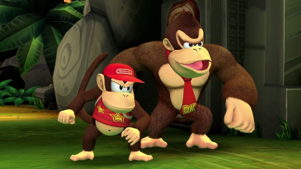Donkey Kong and Diddy Kong in Donkey Kong Country Returns HD