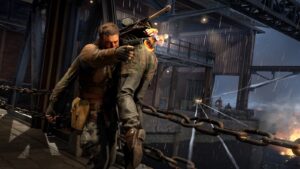 Sniper Elite Resistance cinematic featuring Harry Hawker saving ally