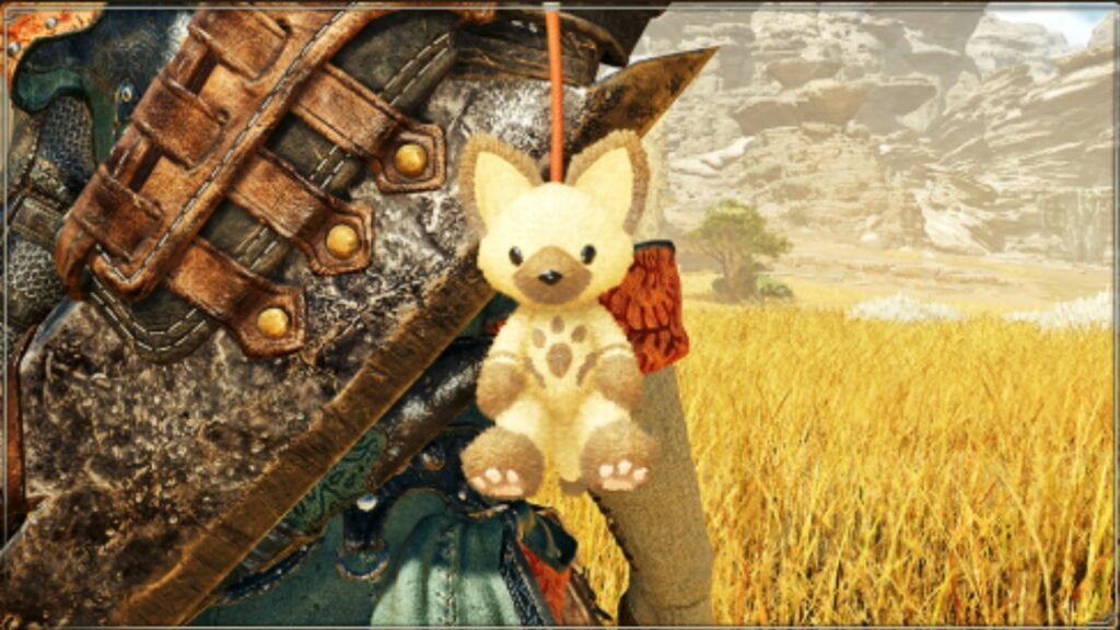 Monster Hunter Wilds stuffed felyne teddy pendant