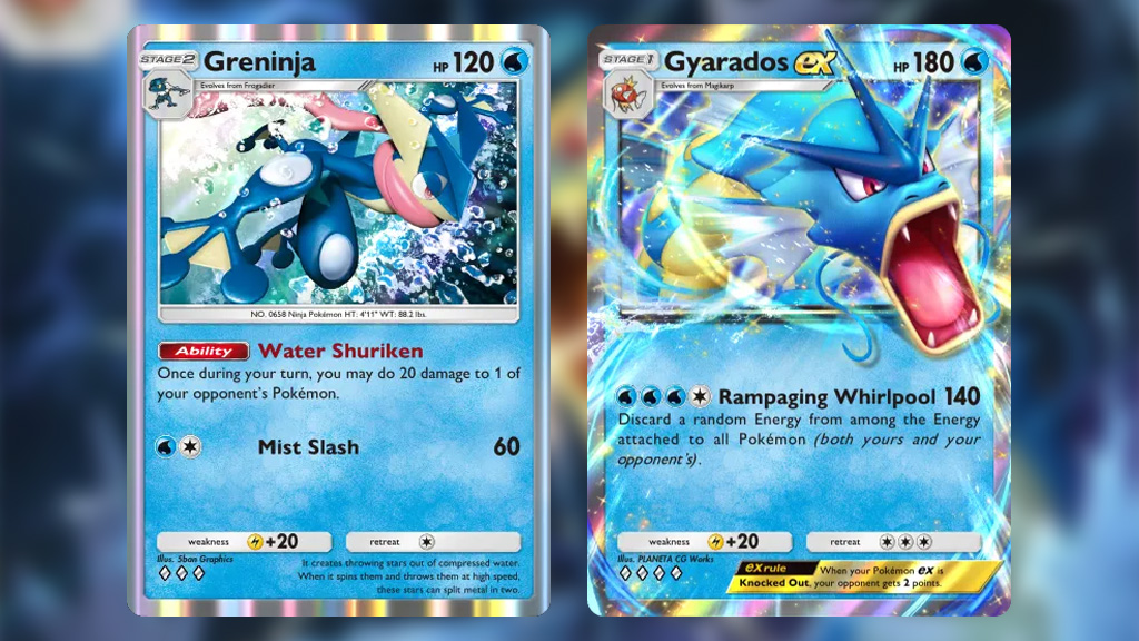 Greninja and Gyarados EX deck from Pokemon TCG Pocket