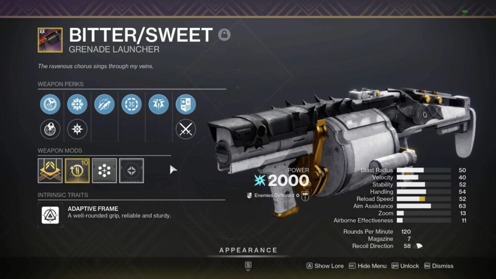 Destiny 2 best heavy grenade launchers Bittersweet