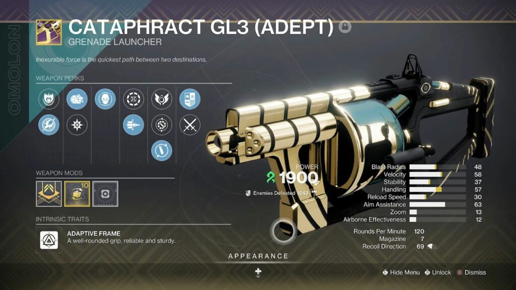 Destiny 2 best heavy grenade launchers Cataphract