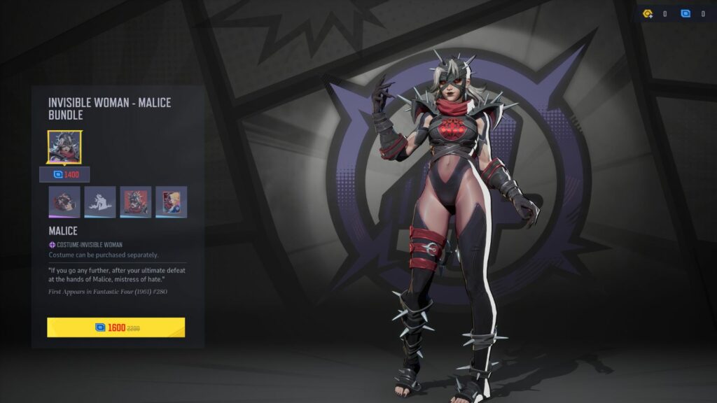 Malice Sue Storm bundle in Marvel Rivals