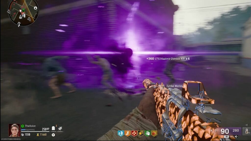 Eliminating enemies using the LT53 Kazimir on Liberty Falls in Black Ops 6 Zombies