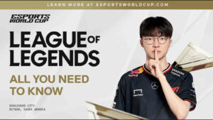 Esports World Cup 2025 LoL key visual primer featuring Faker