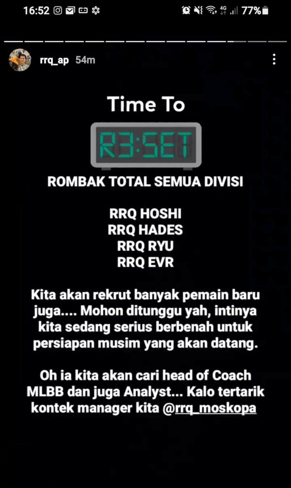 Open recruitment divisi Mobile Legends RRQ telah dibuka! Ini 6 ...