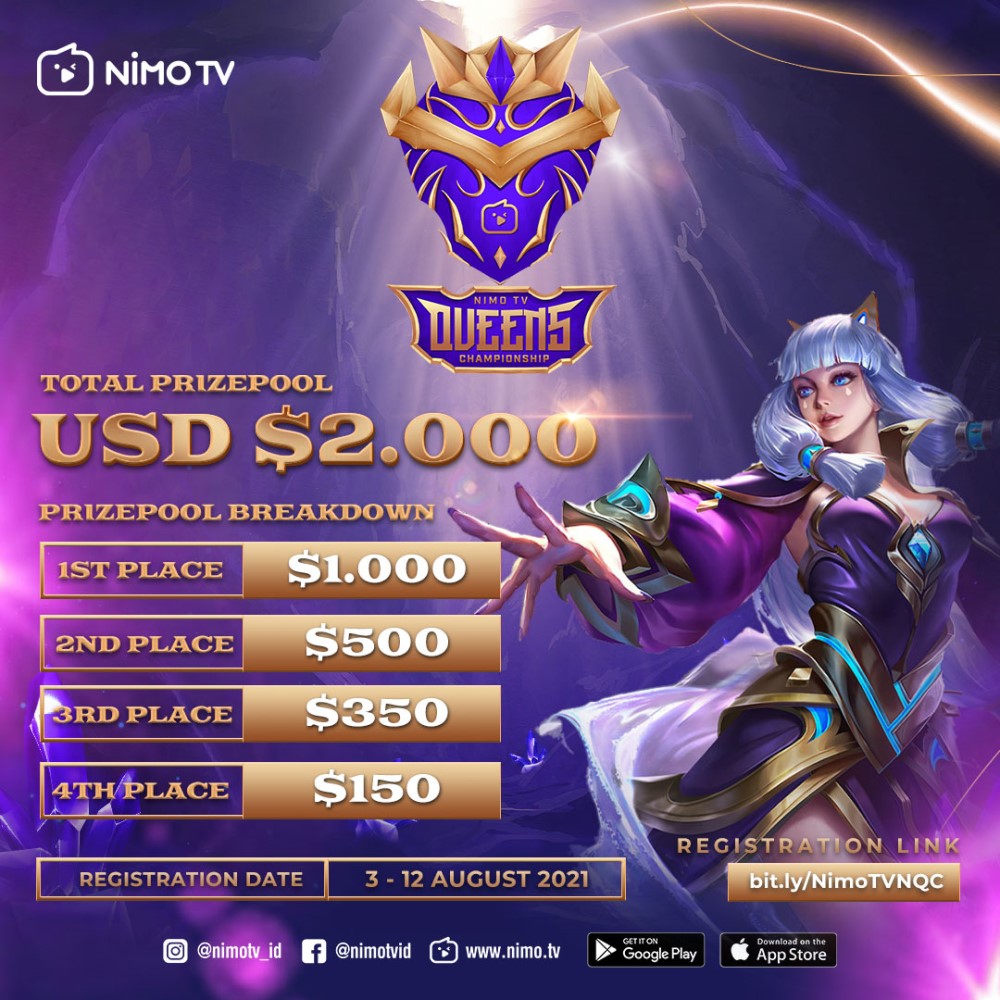 Mobile Legends, Nimo TV Queens Championship, NQC, Prizepool