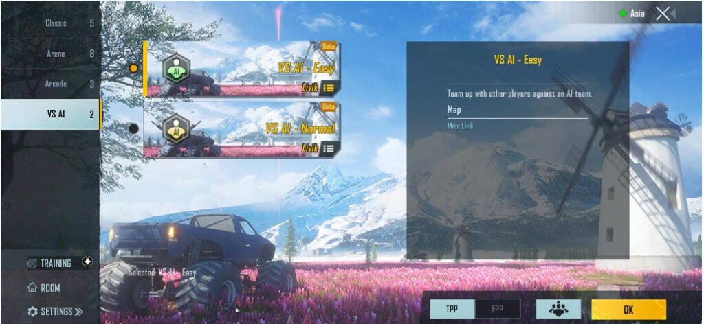 PUBG Mobile Mode VS AI