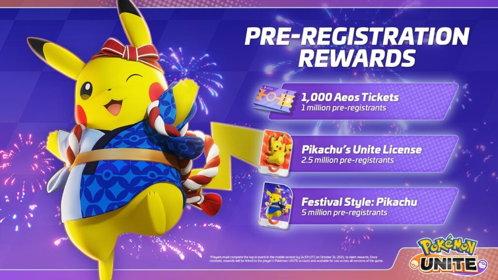 Pokemon Unite Mobile, Hadiah Praregistrasi
