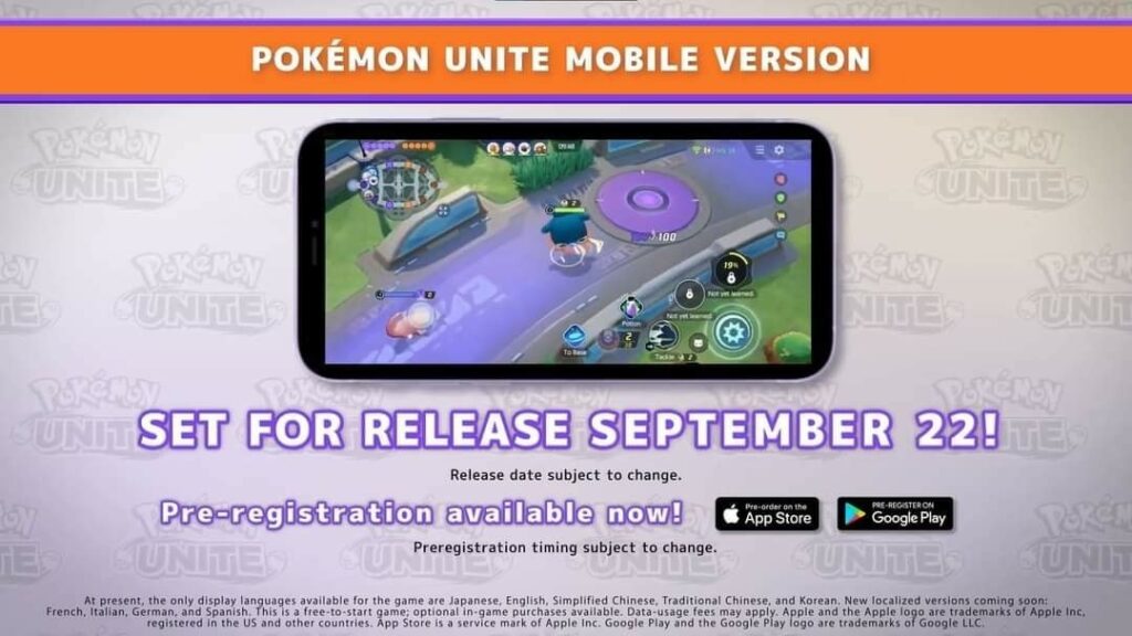 Pokemon Unite Mobile, tanggal rilis