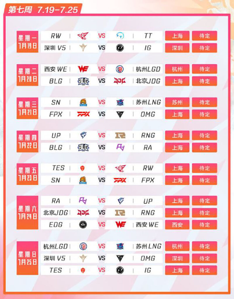 Lịch thi đấu LPL Mùa Hè 2021