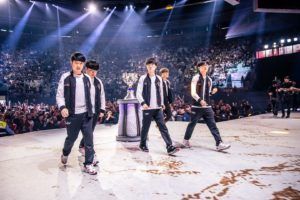 SKT T1 living up to the moment at the League of Legends Worlds 2019.